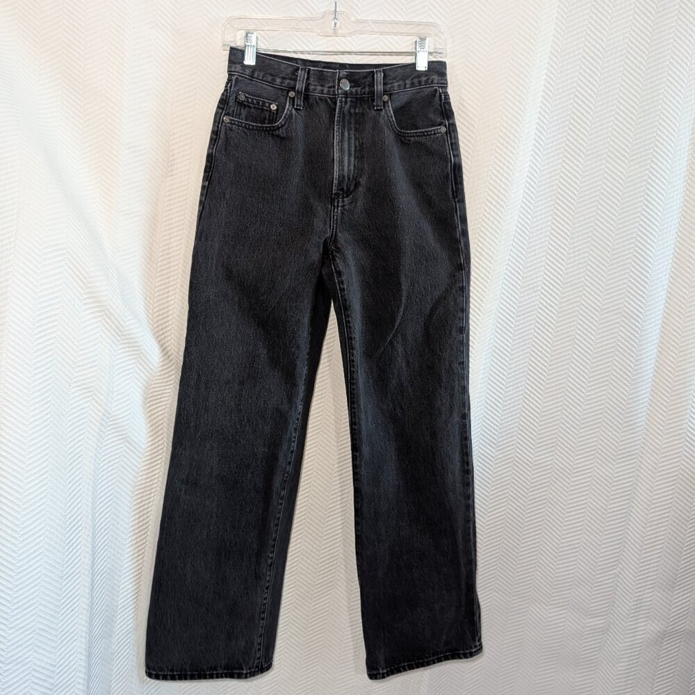 Denim Forum The Farrah Hi-rise Wide Jean Black Size 25 Aritzia Denim